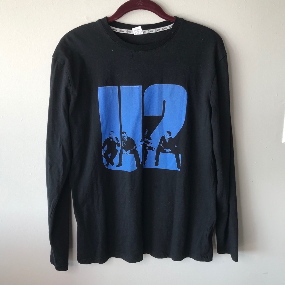 Hiclol U2 Long Sleeve Graphic Band Tee Black Blue